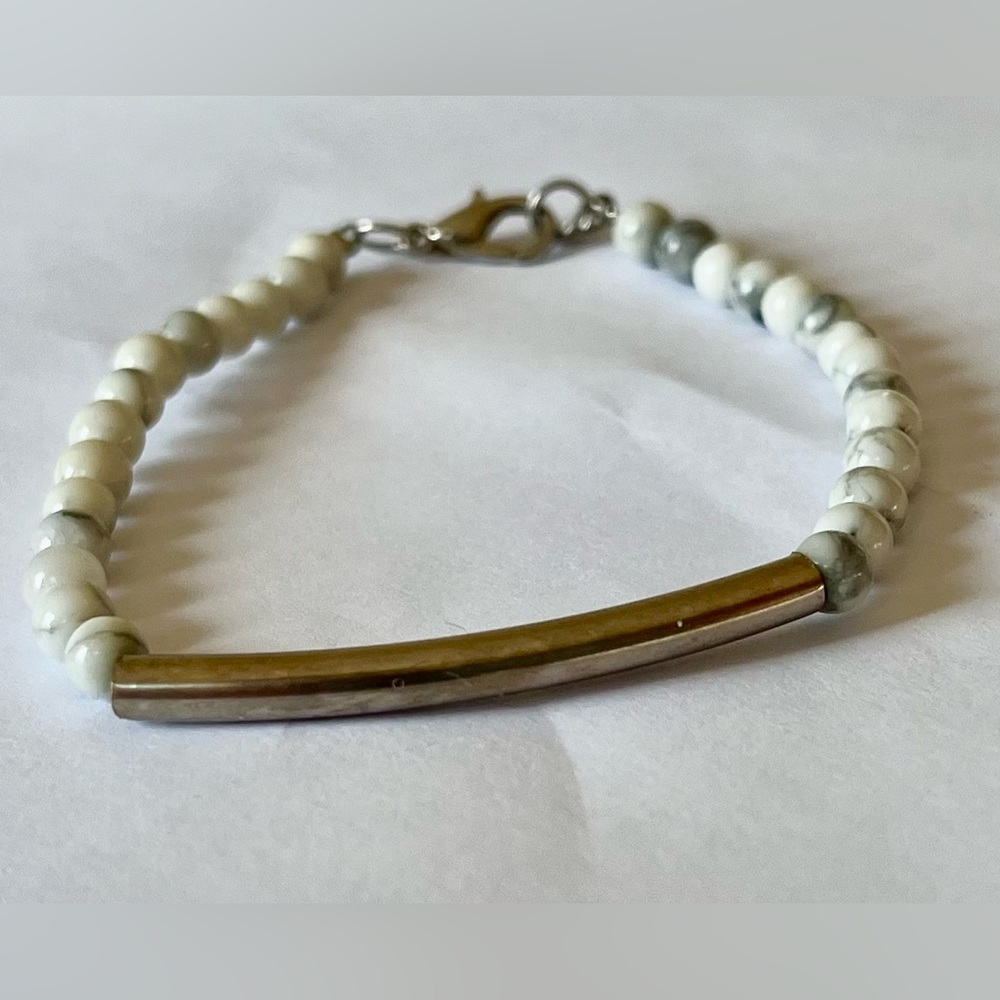 Gemstone silver tone bar bracelet size 7 jewelry